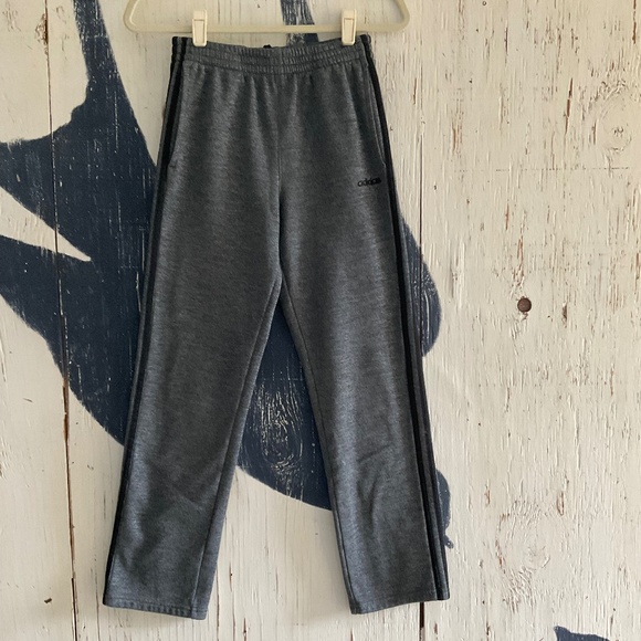 ADIDAS YOUTH CLASSIC TRACK PANTS IN HEATHERED GREY & BLK SZ: 14/16 - Picture 1 of 9